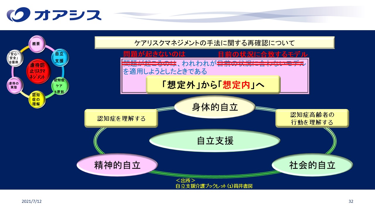 オアシス職員勉強会 認知症高齢者虐待におけるリスクマネジメント 前期 を開催しました オアシス教育研修情報